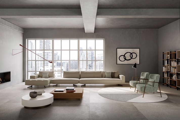  Schlafsofa mit gestepptem Chaiselongue-Endelement