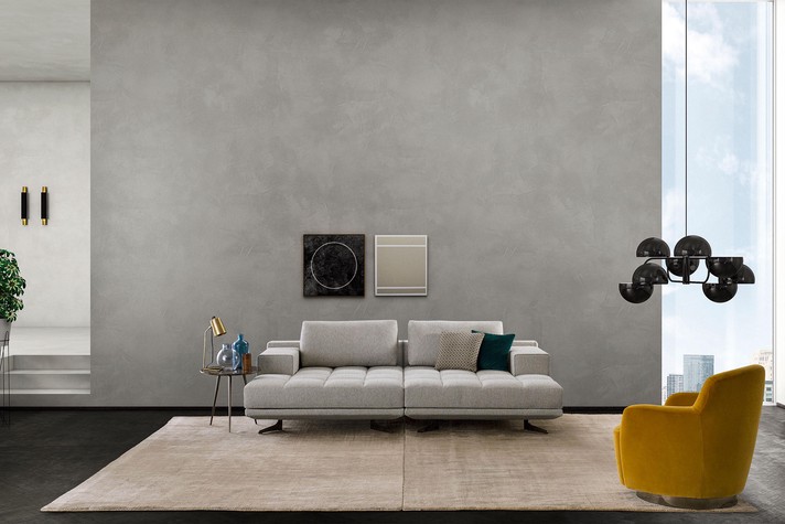  Lounge mit modularem Sofa, bestehend aus zwei Chaiselongue-Elementen