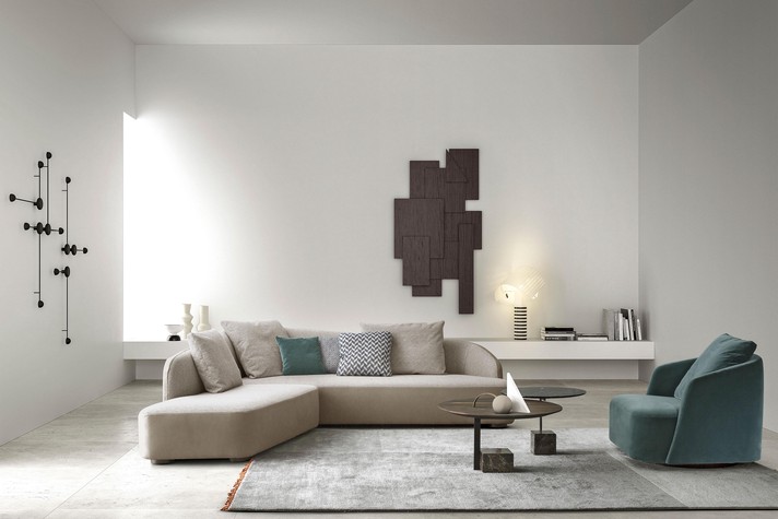 Sound Kollektion: Modulares Sofa und Sessel in einem modernen Wohnzimmer