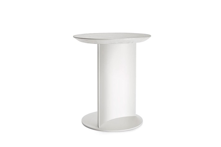 Tall and round side table for the living room with a top in MDF and matching base