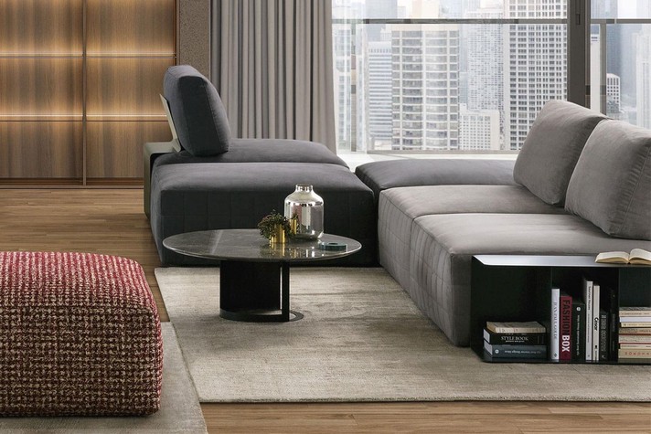 Round brown marble coffee table 