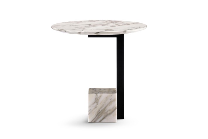 Round coffee table with 50 cm diameter marble top