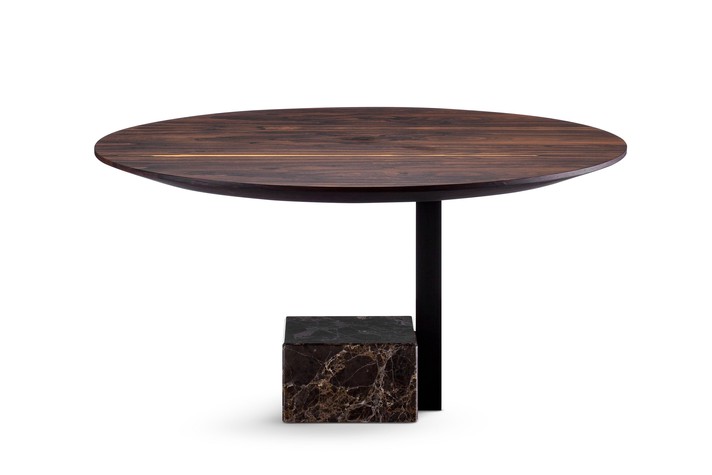 Round coffee table with 120 cm diameter top in Canaletto Walnut