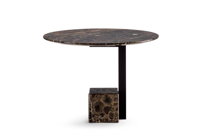 Round coffee table with marble top