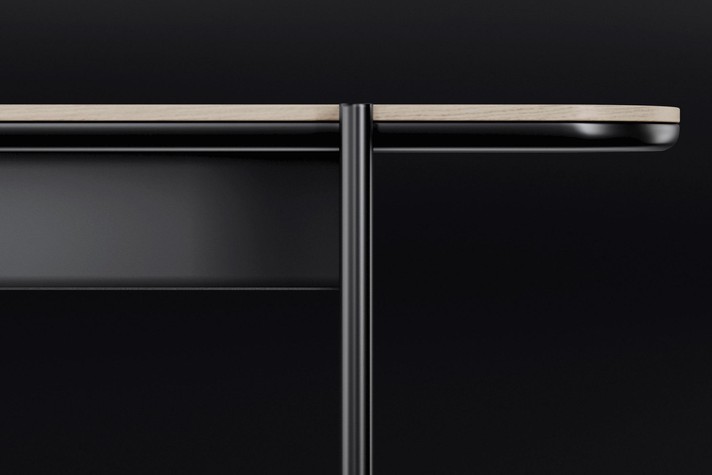 Mr President irregular console table for a modern living room with a base in black lacquered wood
