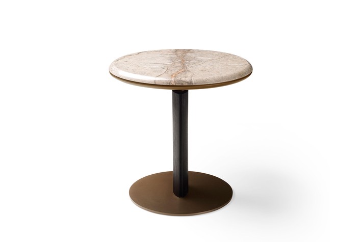 Round end table with marble top and central base
