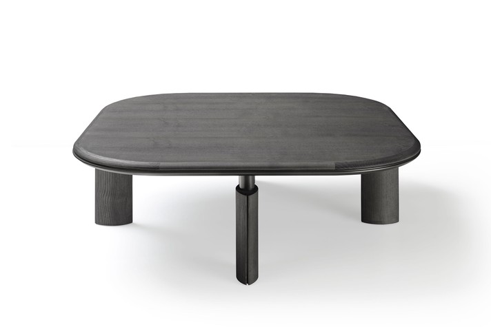 Square low table with wooden top and legs