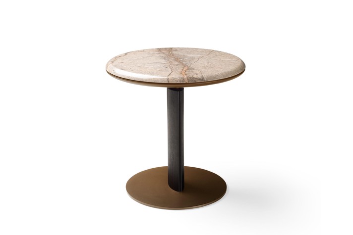 Round end table with marble top and central base