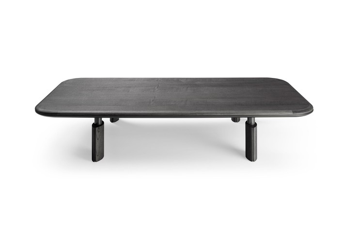Rectangular coffee table with wooden top and legs