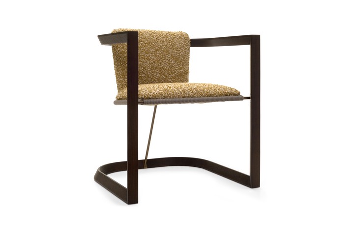 Armchair with an ash wood structure, stained in the finish wengè