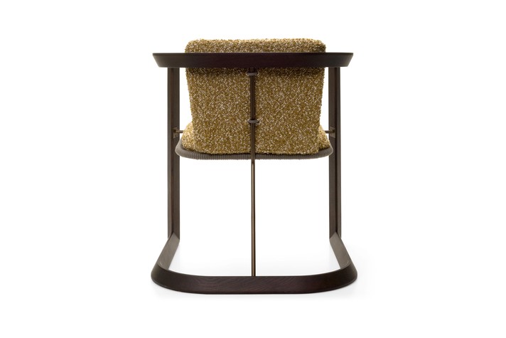 Back view of the padded seat and shaped frame structure