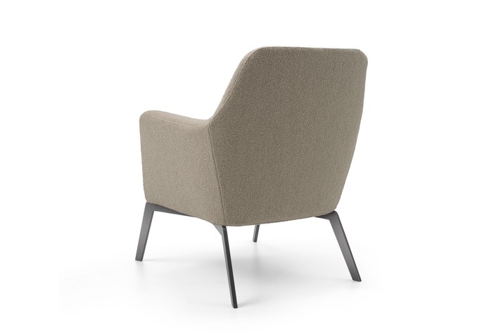 Back view of the narrow armchair, showing the completely finished back