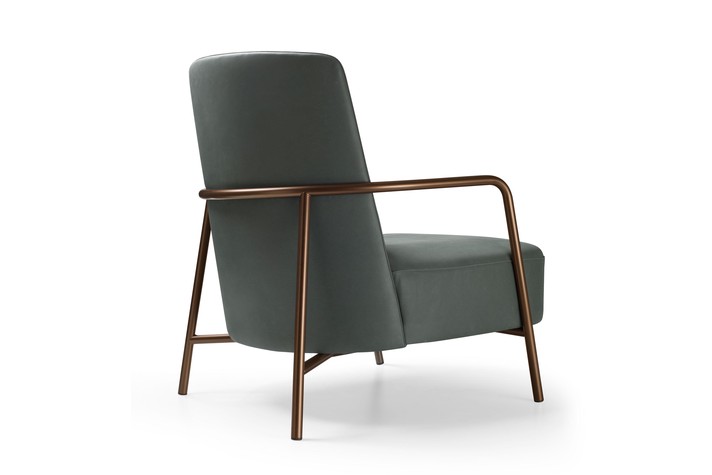 Modern armchair with metal arms and legs