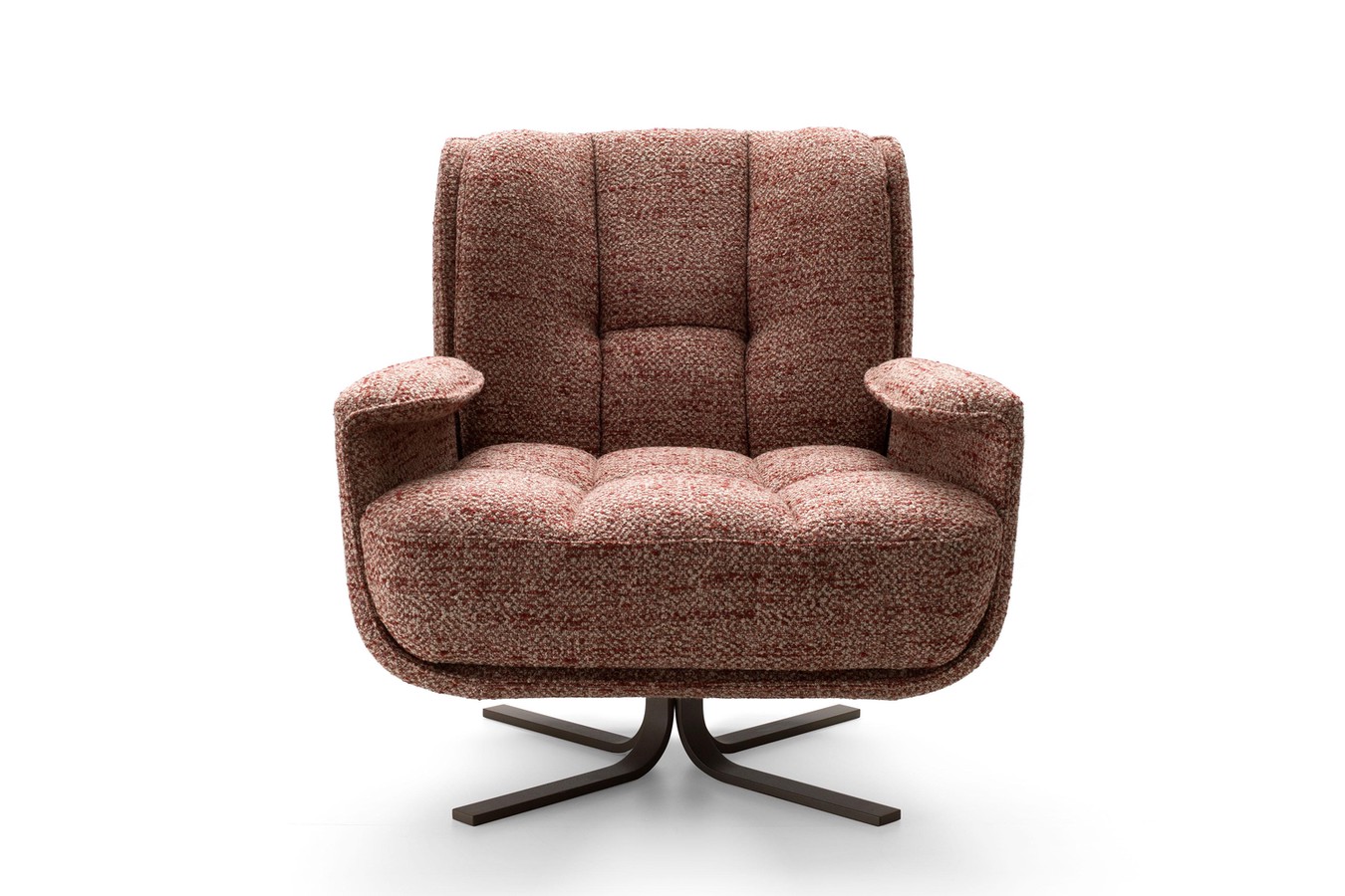 Modern swivel armchair with quilted upholstery Lotus