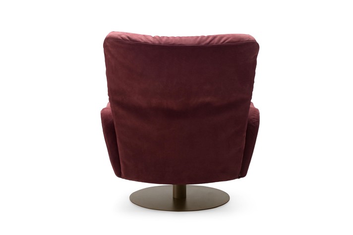 Back view of the swivel armchair, showing the completely finished back