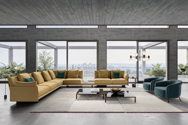Ring armchair matching the decorative cushions of the Murphy sofa