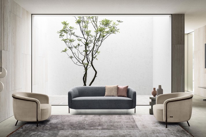 Ring armchair set with slim metal feet
