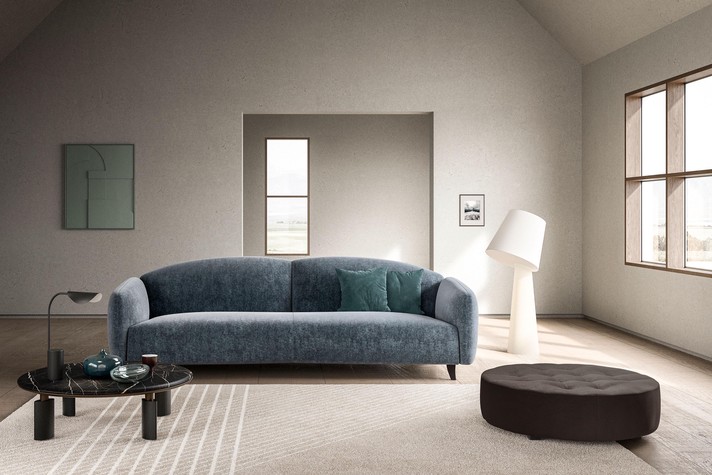 Button pouf combined with Tokyo sofa