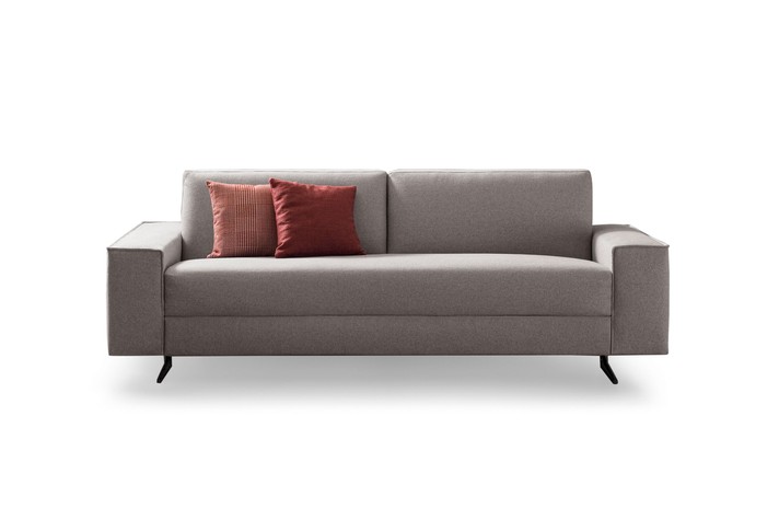 2/3-seater sleeper sofa with tall metal feet and wide armrests