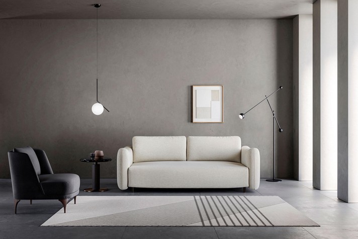 Sofa sofa equipped with a sprung mattress in a modern living room