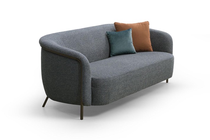 Slim metal legs and structure for a modern, retro inspired, sofa