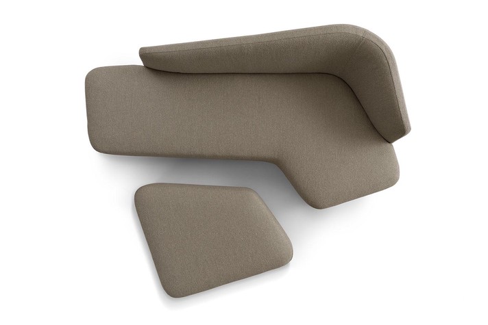 Curved corner sofa with matching footstool