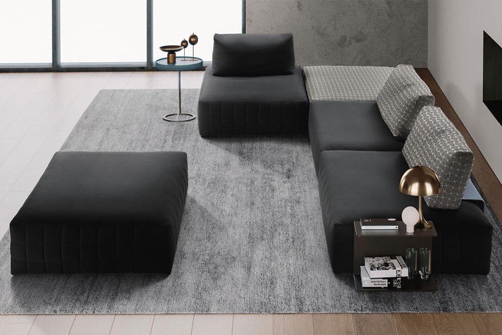 Corner sofa with backrests and side table