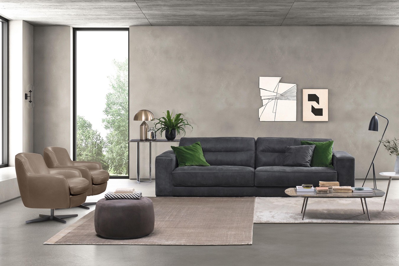 3-seater sofa in fine nabuck leather