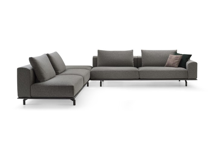 Side view of the corner sectional sofa with only one armrest