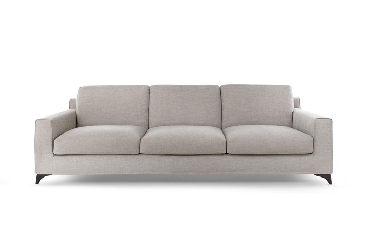 3-seater sofa covered in fabric with curved feet