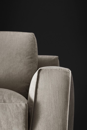 Detail of the slightly flared armrest