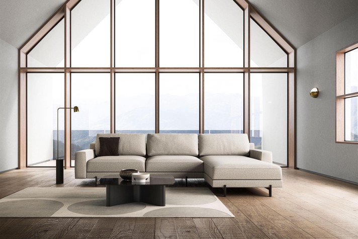 Modular sofa with a chaise-longue peninsula
