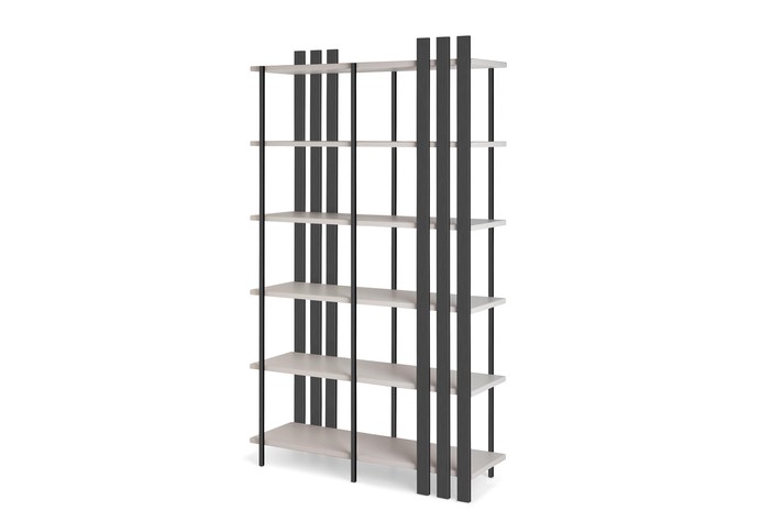 Tower partition bookcase with matt lacquered metal frame