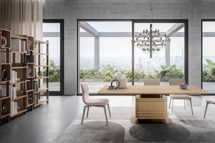 Box bookcase combined with Pilar table