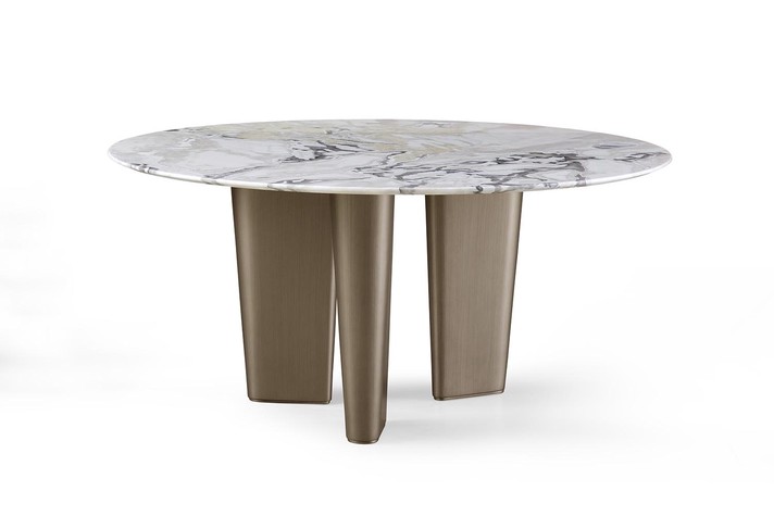 3 legged marble and brass round dining table Otto