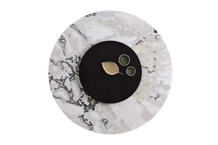Calacatta white and gold solid marble top with the handy Lazy Susan turntable