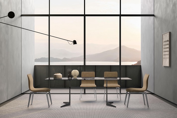 Blake rectangular table combined with Clarissa chairs in a modern dining area