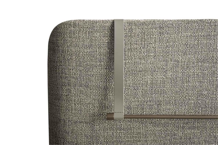 Detail of the leather laces that support the headboard cushions