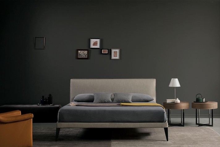 Megan upholstered bed with plain headboard