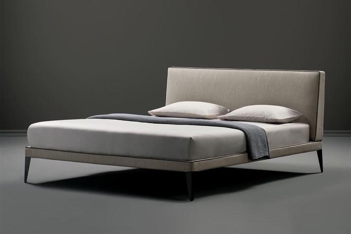 The bed is available in fabric, leather or velvet