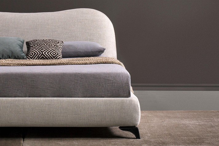 Aurore upholstered bedstead with legs, without storage