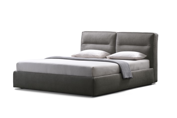 A contemporary upholstered bed, Dallas comes in a wide range of colours in fabric, velvet and leather