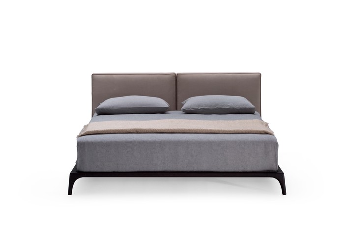 Milano bed with a headboard made from wood covered in polyurethane foam of different densities