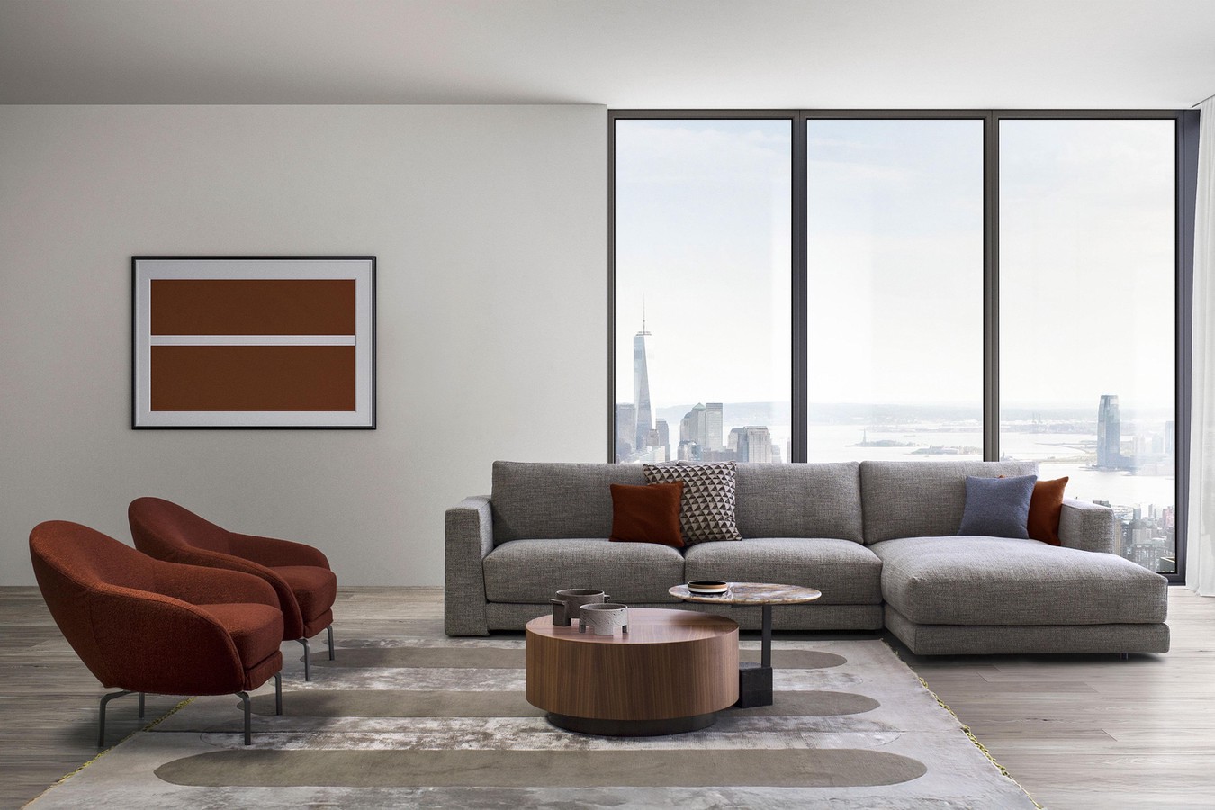 Barclay, canapé modulable avec large assise et accoudoir haut