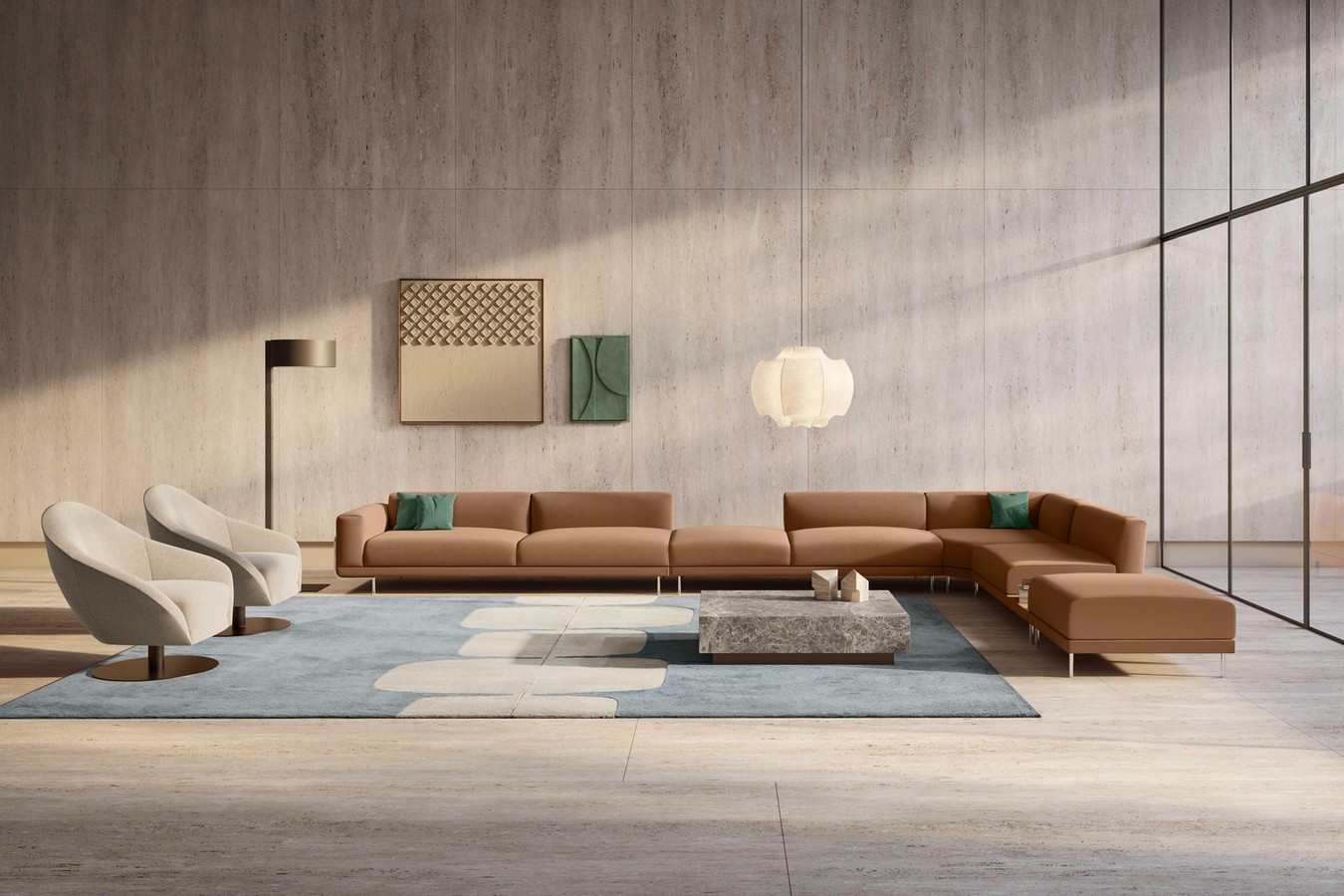 Canapé modulable avec structure tubulaire métallique Charles