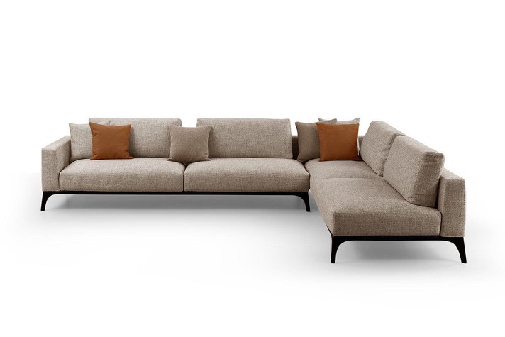 Divano componibile con base in legno, versione angolare