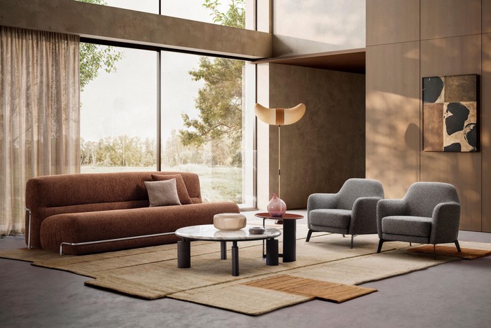 Divano a 3 posti​ Bubble, disponibile anche nel modello poltroncina per soggiorni o salotti che uniscono il design moderno a forme iconiche in stile vintage