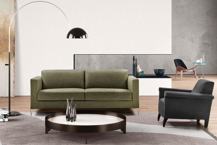 Icona di stile della collezione, il divano trasformabile diventa protagonista del living