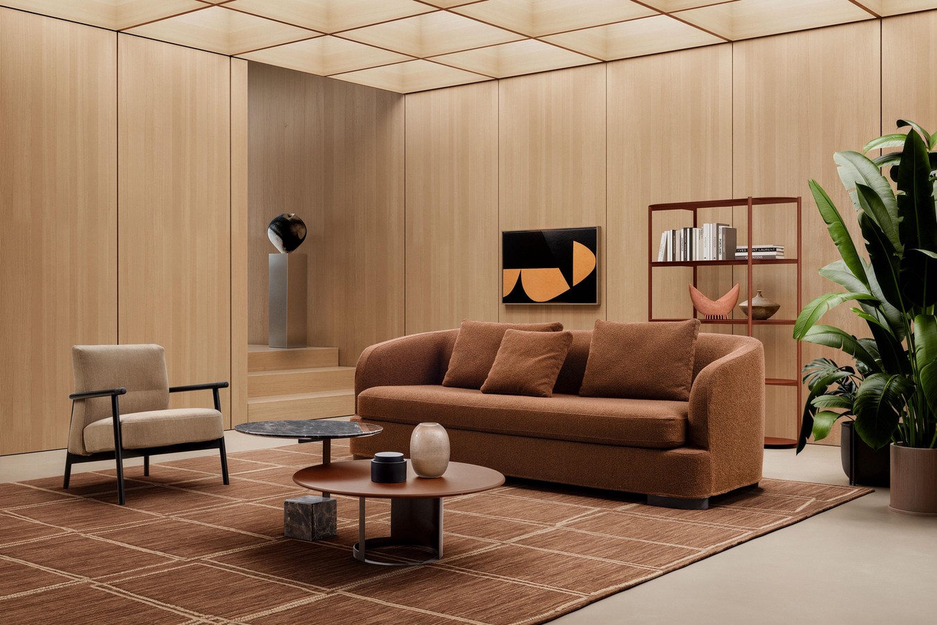 Salotto contemporaneo con divano letto di design