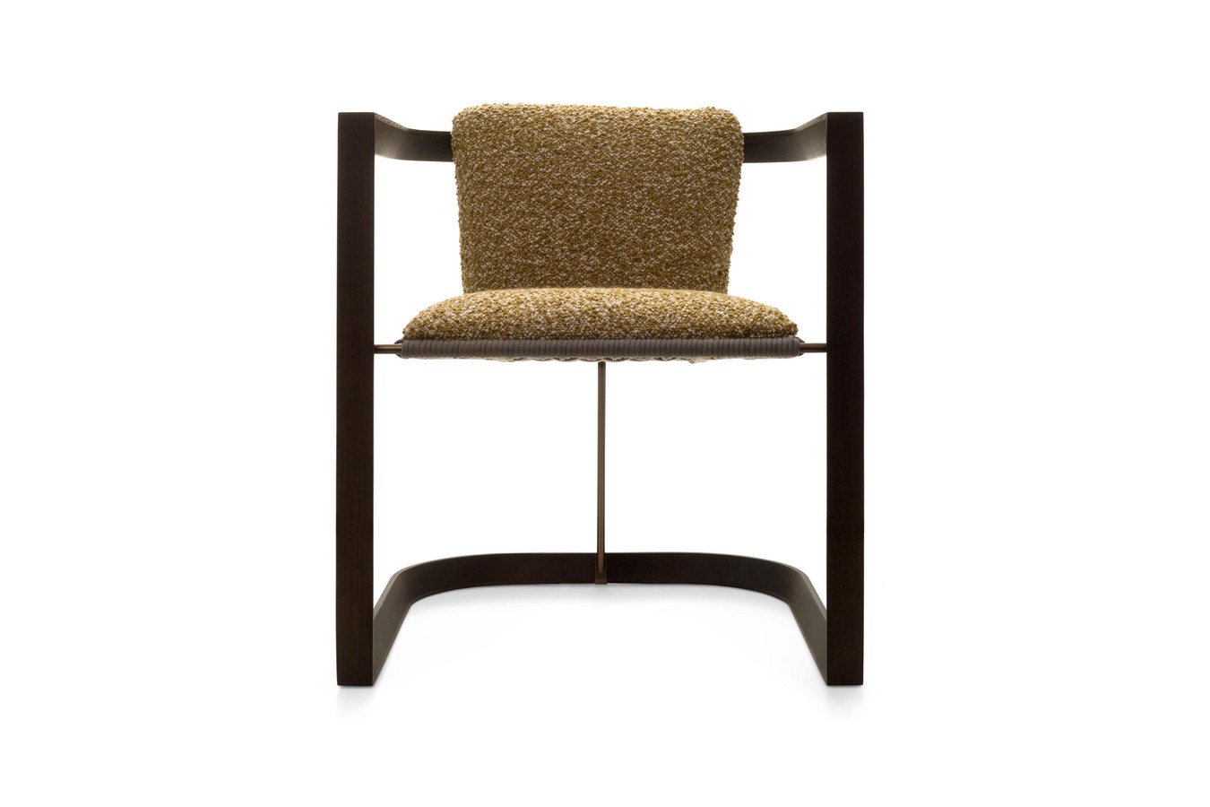 Poltroncina dal design minimal in legno massello e acciaio Boma